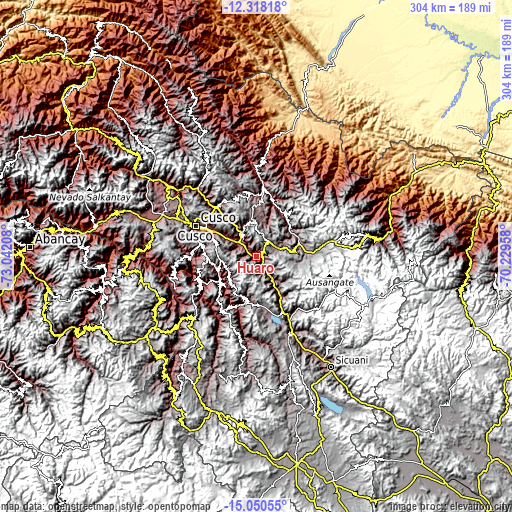 Topographic map of Huaro