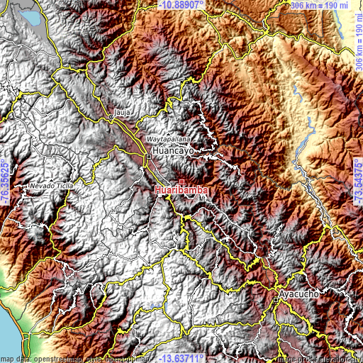 Topographic map of Huaribamba