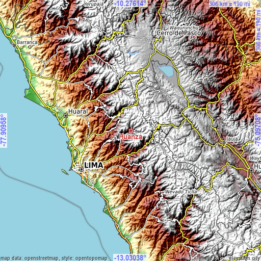 Topographic map of Huanza