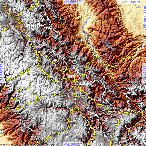 Topographic map of Huanta