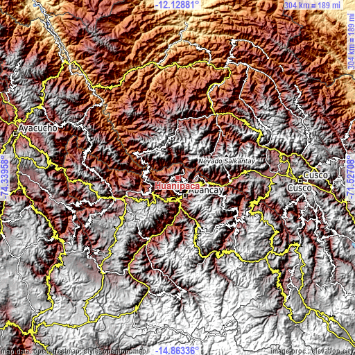Topographic map of Huanipaca