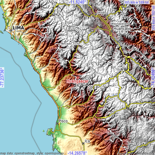 Topographic map of Huangascar