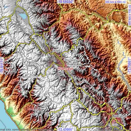 Topographic map of Huancayo