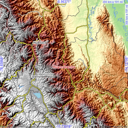 Topographic map of Huancabamba