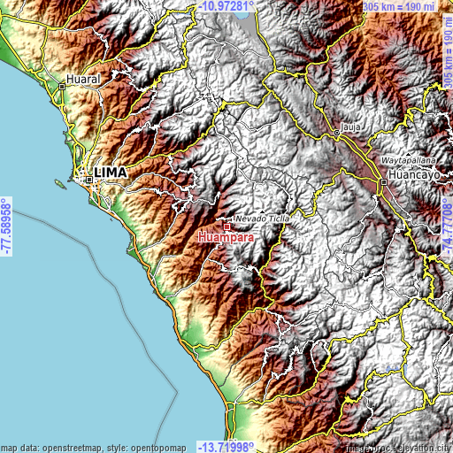 Topographic map of Huampara