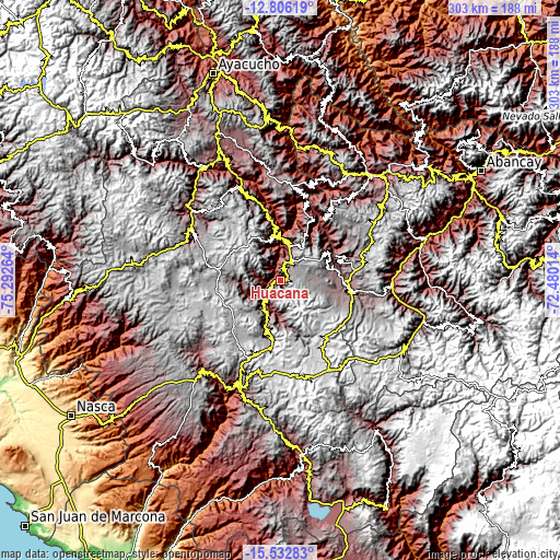 Topographic map of Huacaña