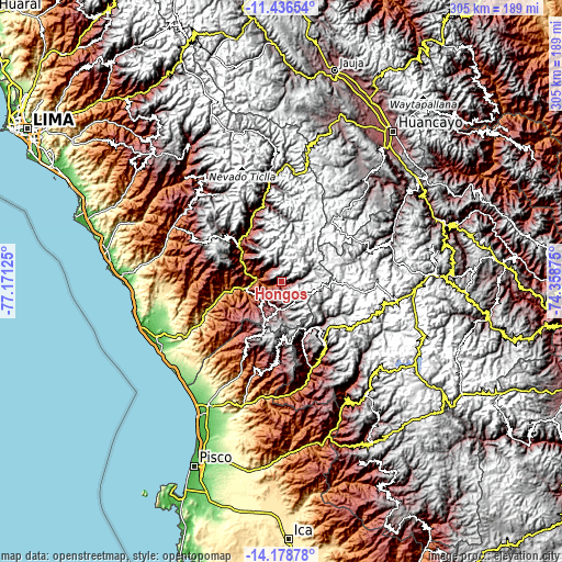 Topographic map of Hongos