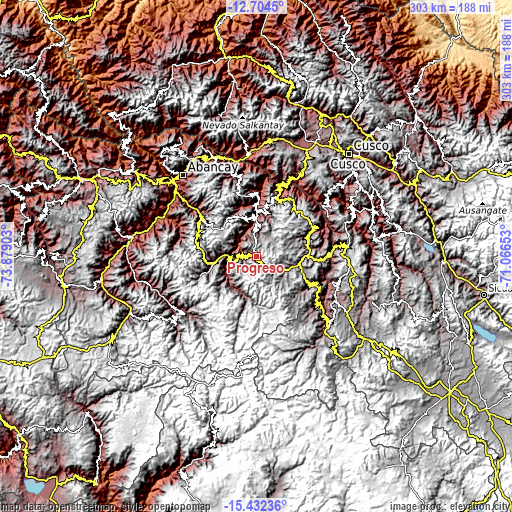 Topographic map of Progreso