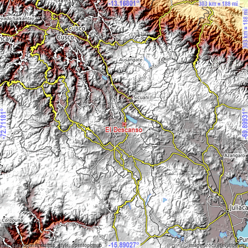 Topographic map of El Descanso