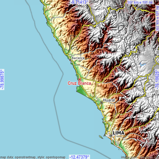 Topographic map of Cruz Blanca