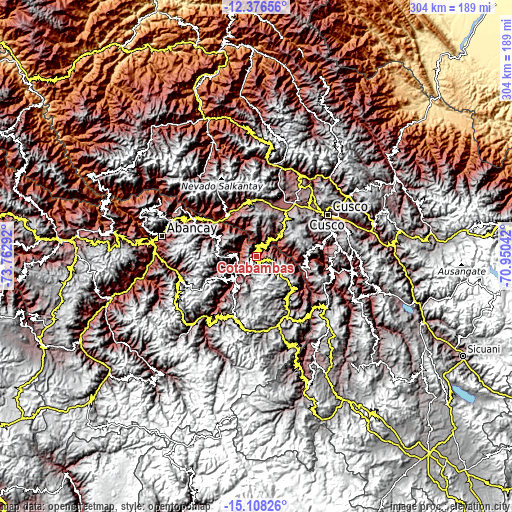 Topographic map of Cotabambas