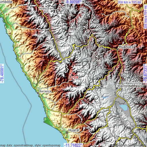 Topographic map of Copa