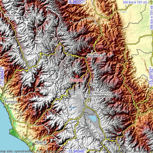 Topographic map of Colpas