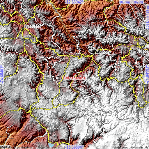 Topographic map of Colcabamba
