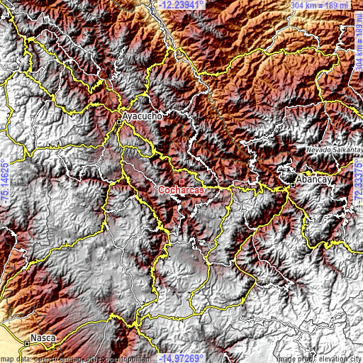 Topographic map of Cocharcas