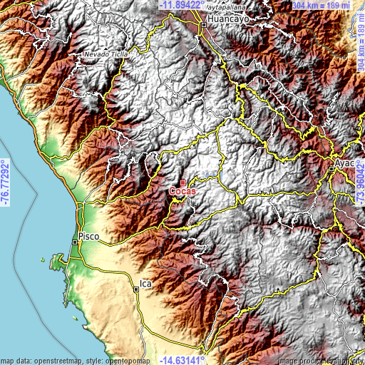 Topographic map of Cocas