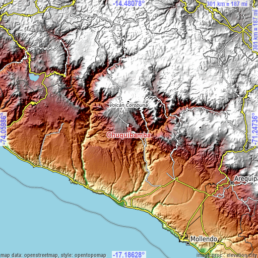 Topographic map of Chuquibamba