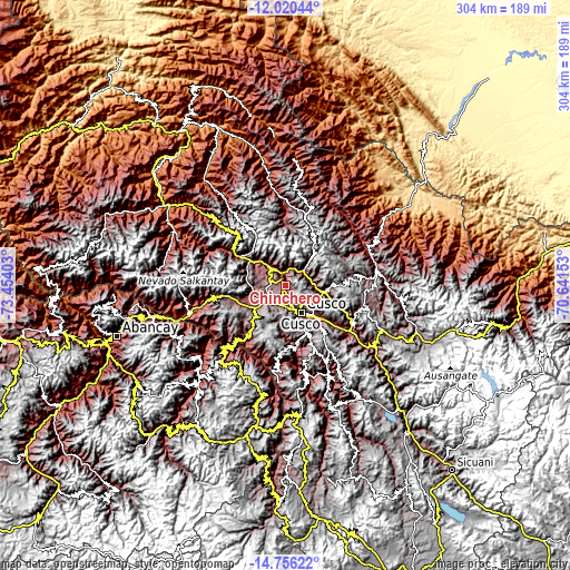 Topographic map of Chinchero
