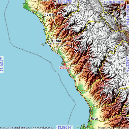 Topographic map of Chilca