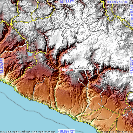 Topographic map of Chichas