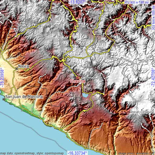 Topographic map of Chaviña