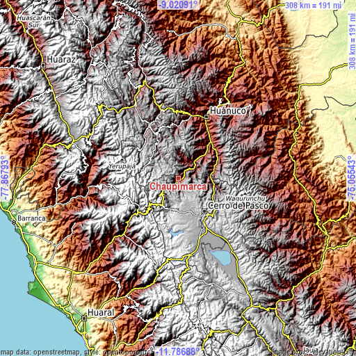 Topographic map of Chaupimarca