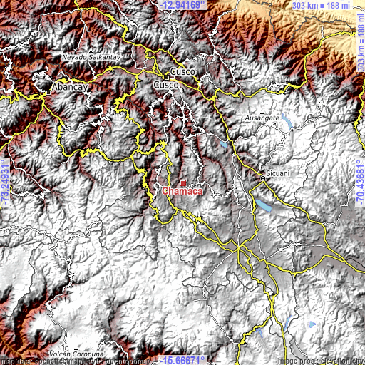 Topographic map of Chamaca