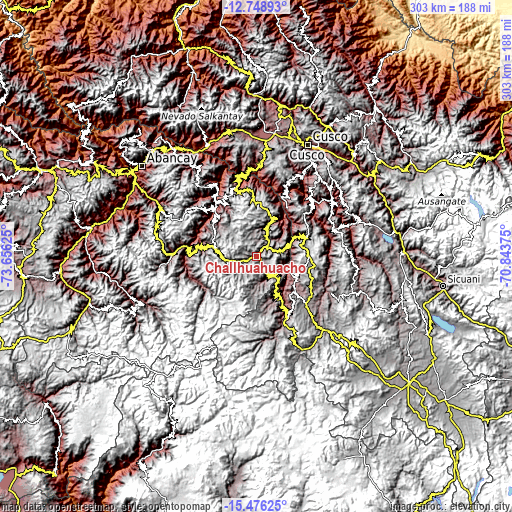 Topographic map of Challhuahuacho