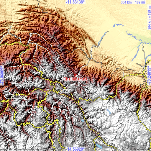 Topographic map of Challabamba