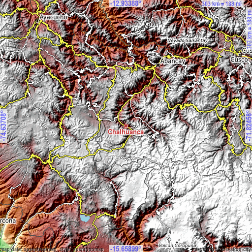 Topographic map of Chalhuanca