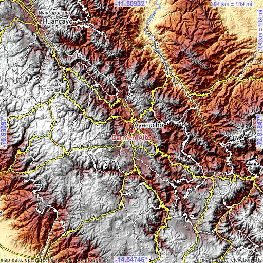 Topographic map of Carmen Alto