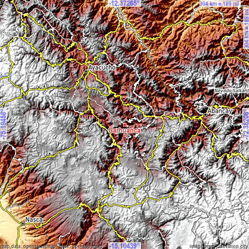 Topographic map of Carhuanca