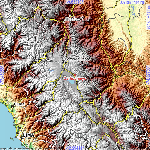 Topographic map of Carhuamayo