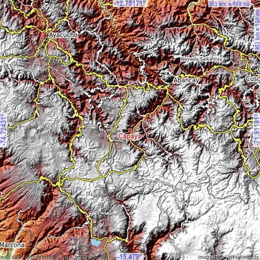 Topographic map of Capaya