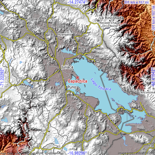 Topographic map of Capachica