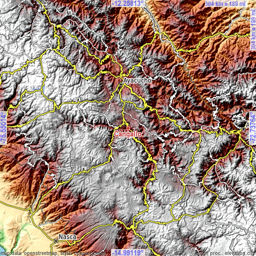 Topographic map of Cangallo