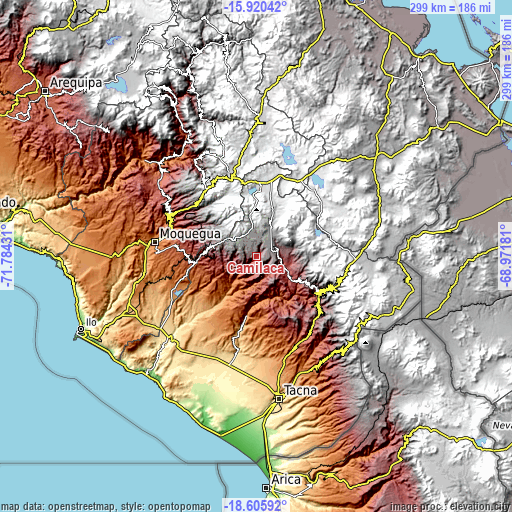 Topographic map of Camilaca