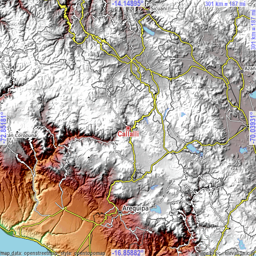 Topographic map of Callalli