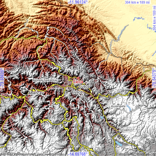 Topographic map of Calca