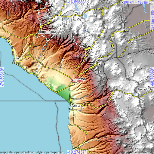 Topographic map of Calana