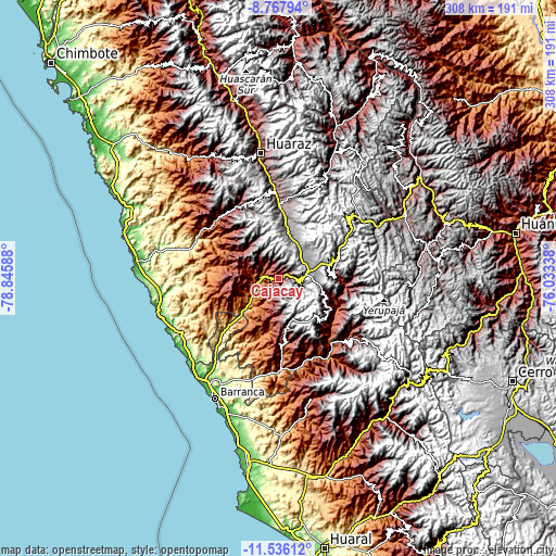 Topographic map of Cajacay