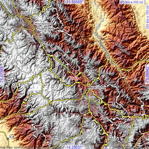 Topographic map of Caja