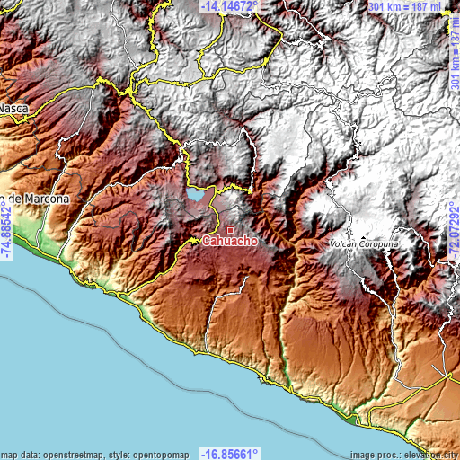 Topographic map of Cahuacho