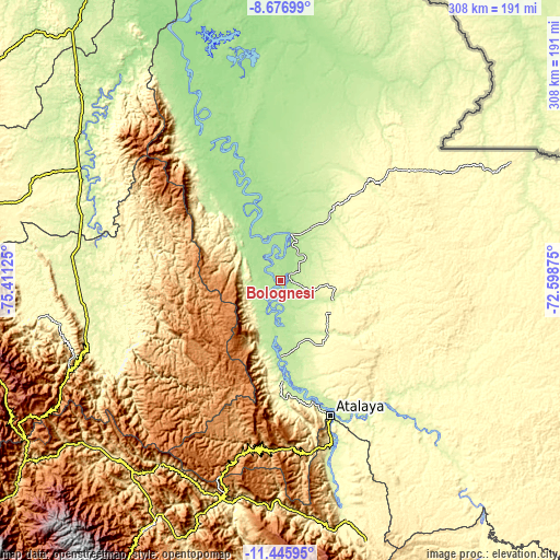 Topographic map of Bolognesi
