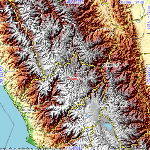 Topographic map of Baños