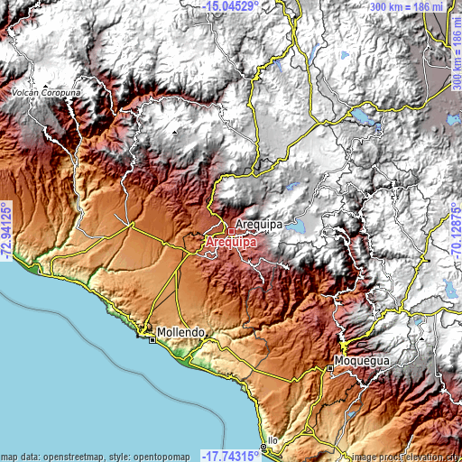 Topographic map of Arequipa