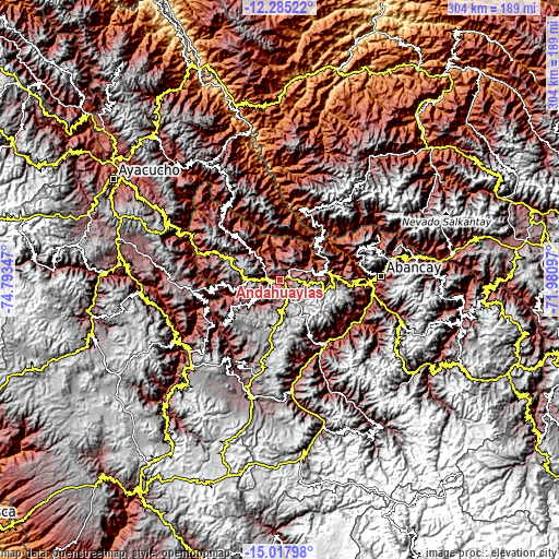 Topographic map of Andahuaylas
