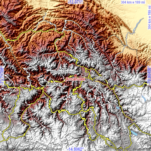 Topographic map of Ancahuasi