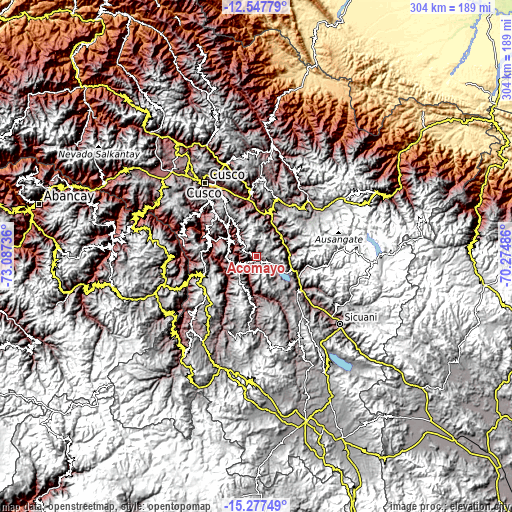 Topographic map of Acomayo