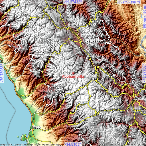 Topographic map of Acobambilla
